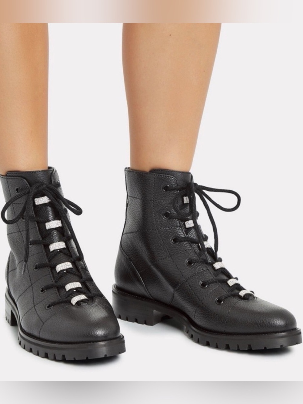 Jimmy Choo Bren Black Lace-Up Combat Boots. EU Sz 38